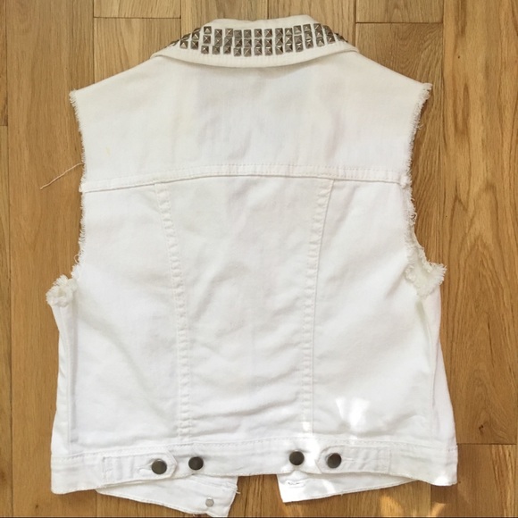 White Jean Mini Vest With Studded Detail - Picture 4 of 7